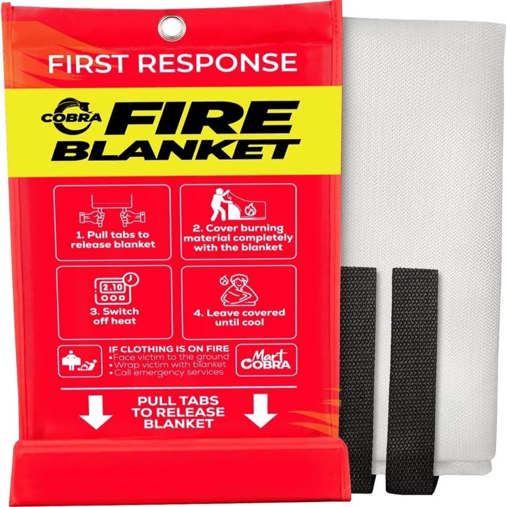Mart Cobra Fire Blanket – Emergency Fire Suppression for Home – 40"x40" Blanket